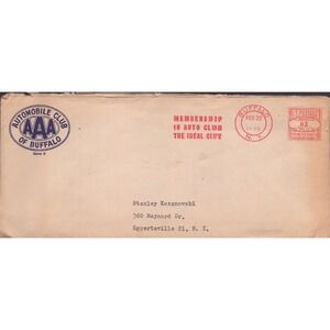 Vintage 1949 AAA Automobile Club of Buffalo Membership Renewal & Envelope